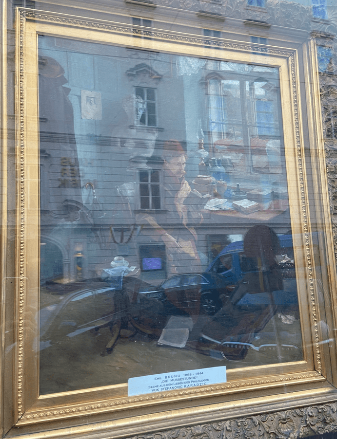 Vuk Stefanović Karadžić slika u izlogu bečke galerije, Foto- Sanja Paunović/Globalna mreža.rs